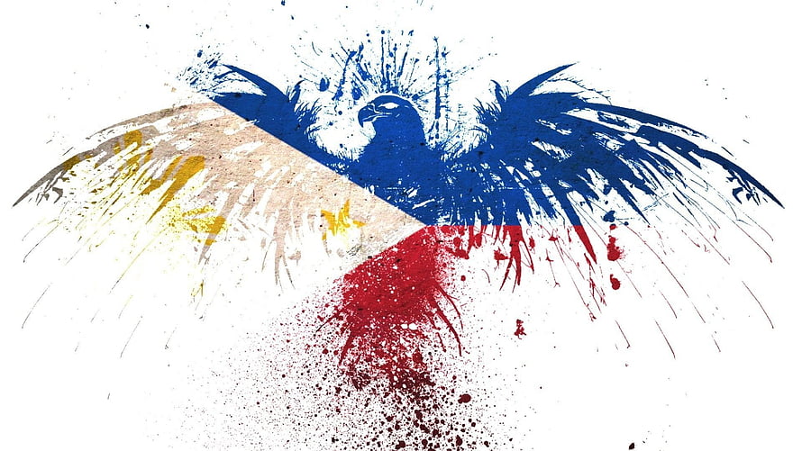 Philippine Flag Eagle Artwork with Paint Splatter Design HD wallpaper