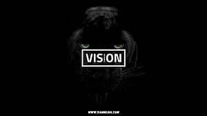 Dark Panther Eyes in Shadow with Vision Text Overlay HD wallpaper