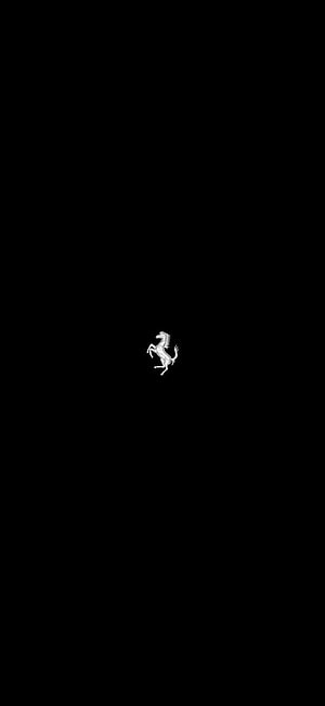 Minimalist Ferrari Prancing Horse Emblem on Pure Black Background HD phone wallpaper
