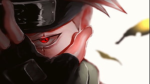 Kakashi Hatake Sharingan Close-Up Anime Illustration HD wallpaper