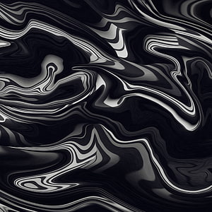 Monochrome Liquid Marble Abstract Pattern with Flowing Black and White Waves HD phone wallpaper