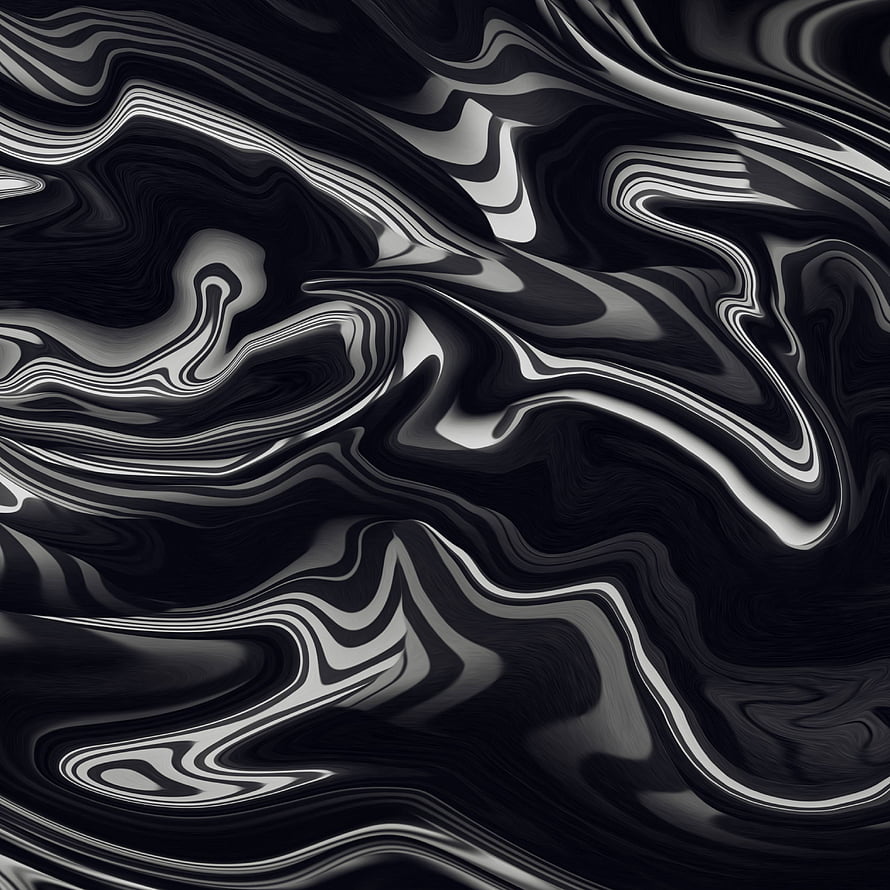 Monochrome Liquid Marble Abstract Pattern with Flowing Black and White Waves HD phone wallpaper