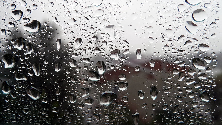 Macro Photography of Raindrops Beading on a Glass Window Surface HD wallpaper