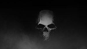 Ghost Recon Skull Emblem with Glitch Effect on Dark Smoky Background HD wallpaper
