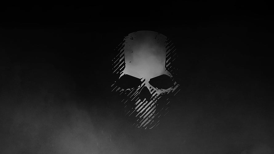 Ghost Recon Skull Emblem with Glitch Effect on Dark Smoky Background HD wallpaper