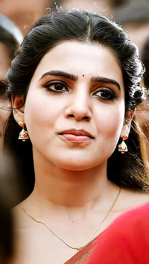 Samantha Akkineni Portrait in Red Saree with Gold Jewelry HD phone wallpaper