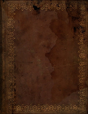Antique Leather Book Cover with Ornate Gold Filigree Border and Aged Texture HD phone wallpaper