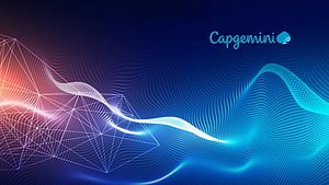 Capgemini Abstract Digital Wave Background with Geometric Network and Neon Glow HD wallpaper