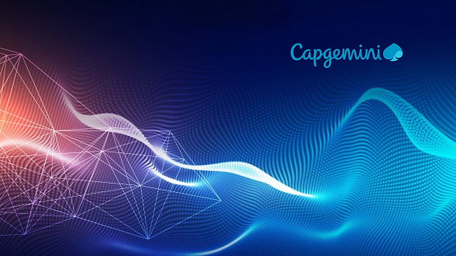 Capgemini Abstract Digital Wave Background with Geometric Network and Neon Glow HD wallpaper