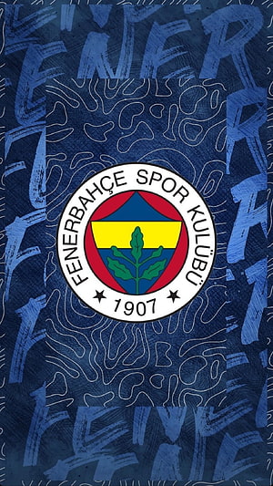 Fenerbahce Spor Kulubu Official Club Crest On Textured Navy Blue Background HD phone wallpaper
