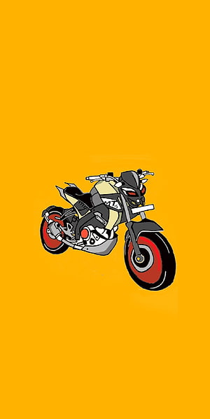 KTM MT 15 Motorcycle Illustration on Vibrant Yellow Background HD phone wallpaper