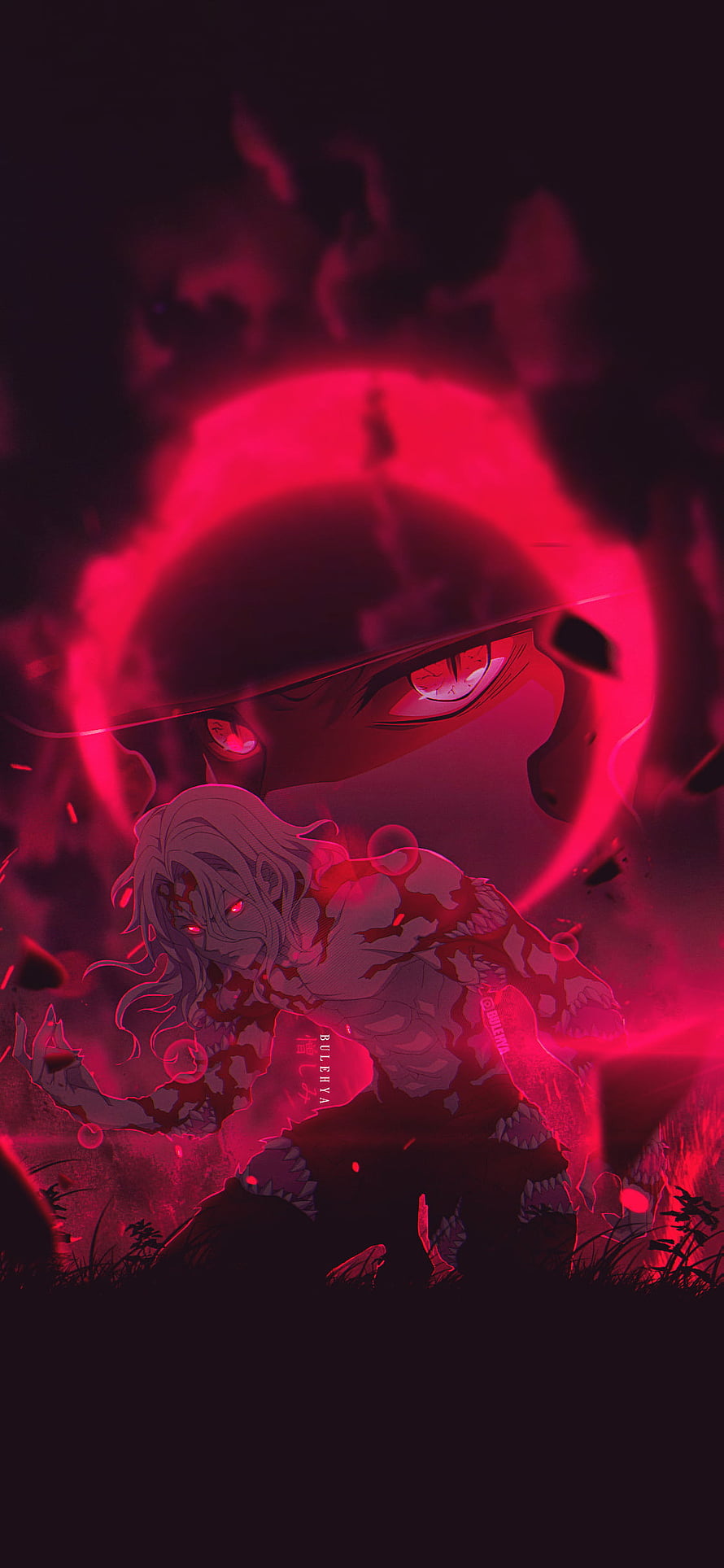 Demon Slayer Muzan Kibutsuji Dark Red Aura Anime Illustration HD phone wallpaper