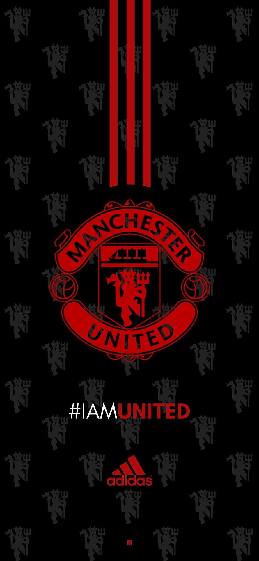 Manchester United Red and Black Crest Pattern with Adidas Logo and Hashtag HD phone wallpaper
