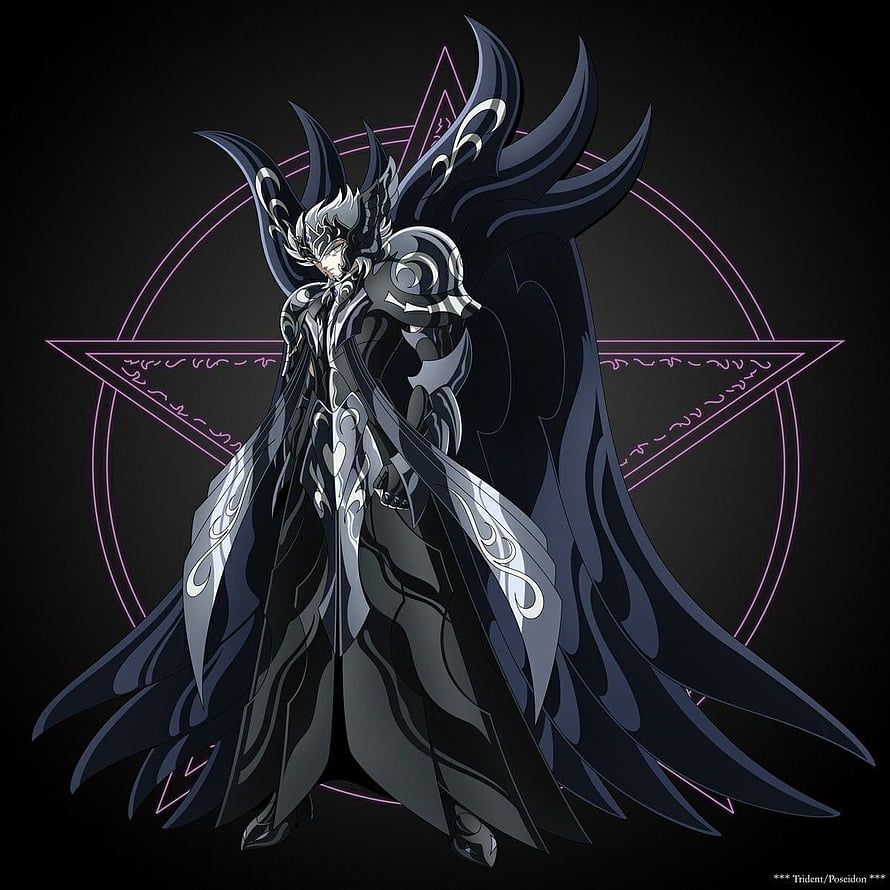 Thanatos in Dark Cloth from Saint Seiya Hades Chapter with Pentagram Background HD phone wallpaper