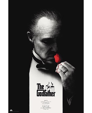 The Godfather Movie Poster Featuring Marlon Brando in Black and White with Red Rose HD phone wallpaper