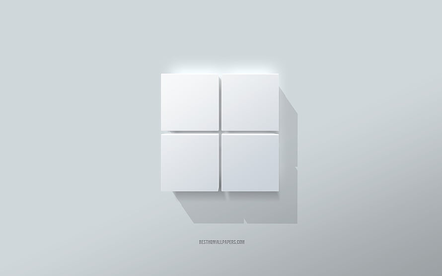 Windows 11 3D Logo on Minimalist White Background HD wallpaper