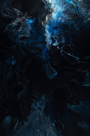 Dark Blue Liquid Marble Abstract Art with Swirling Ink and Bubble Textures HD phone wallpaper