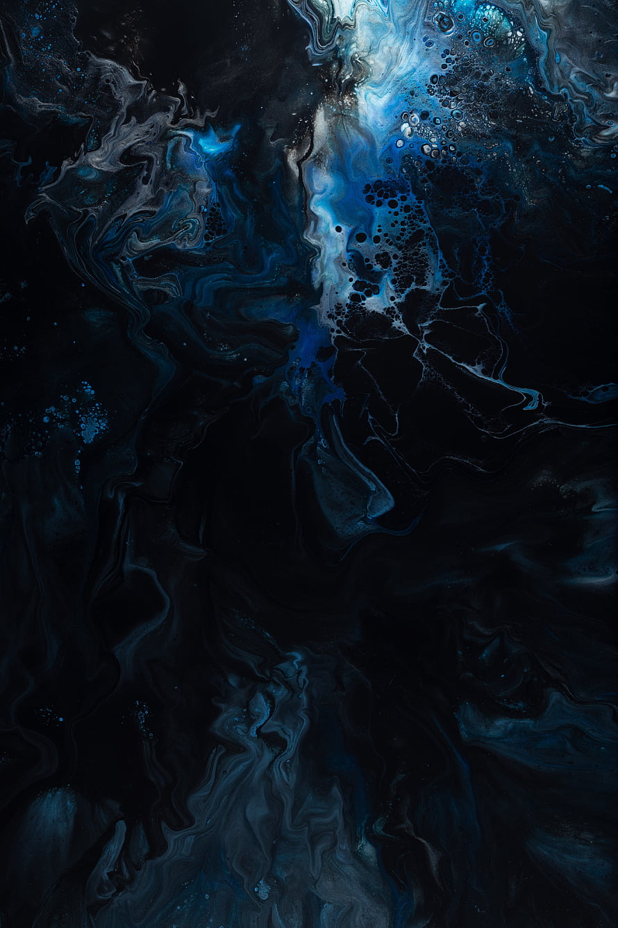 Dark Blue Liquid Marble Abstract Art with Swirling Ink and Bubble Textures HD phone wallpaper