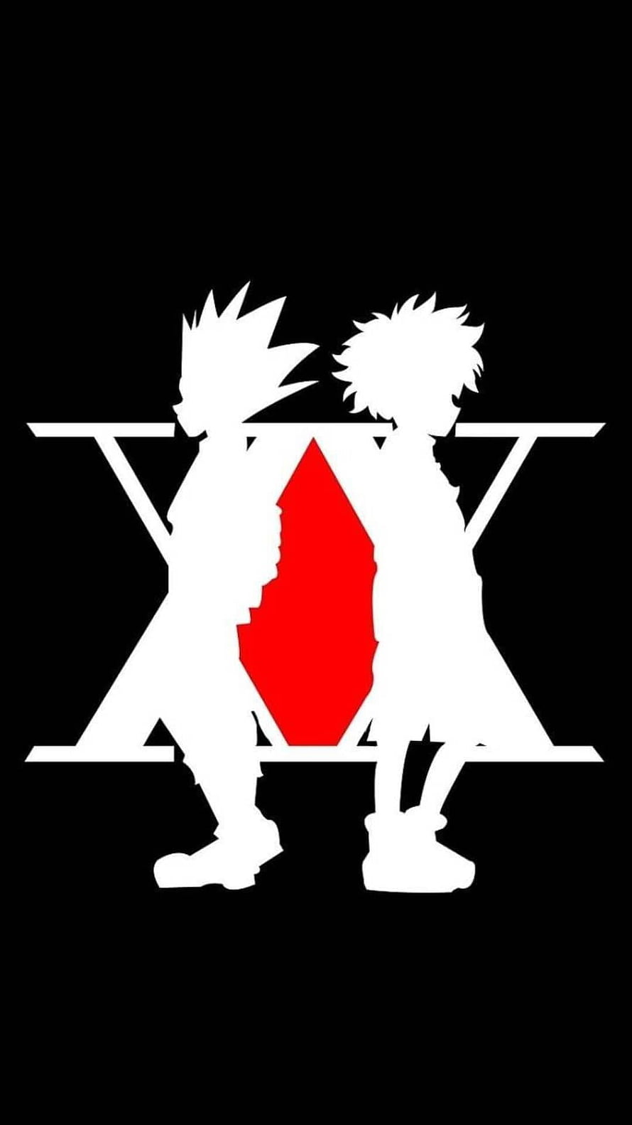Hunter x Hunter Gon and Killua Silhouette Artwork with Red Diamond Accent HD phone wallpaper