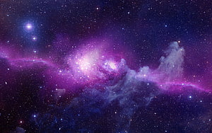 Vibrant Purple Nebula and Star-Scattered Deep Space Galaxy HD wallpaper