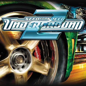 Need for Speed Underground 2 Game Cover Art with Spinning Wheel and City Night Skyline HD phone wallpaper