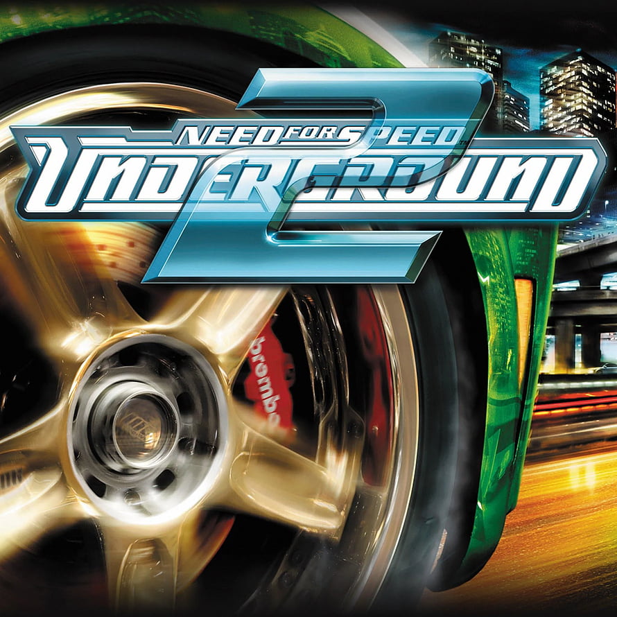 Need for Speed Underground 2 Game Cover Art with Spinning Wheel and City Night Skyline HD phone wallpaper