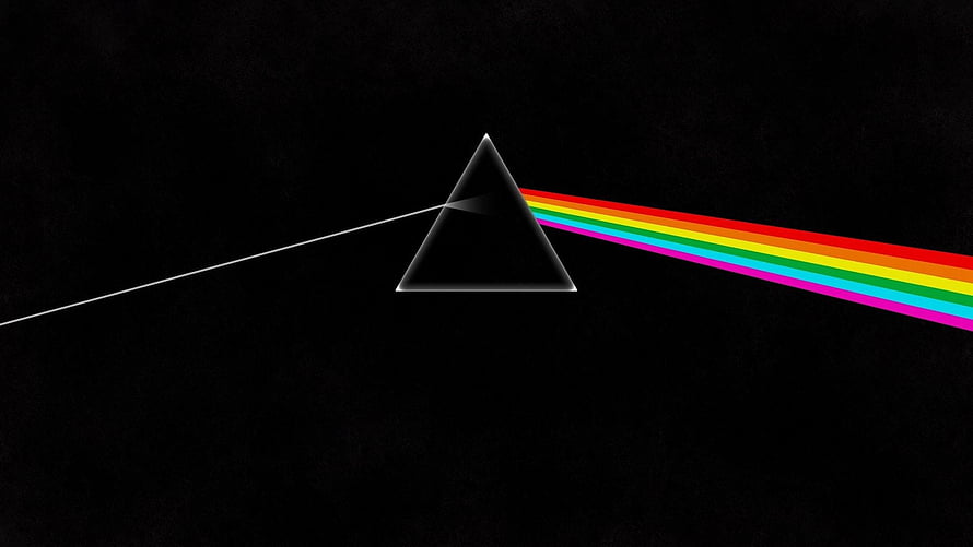 Pink Floyd Dark Side of the Moon Prism Rainbow Light Refraction Minimalist Art HD wallpaper