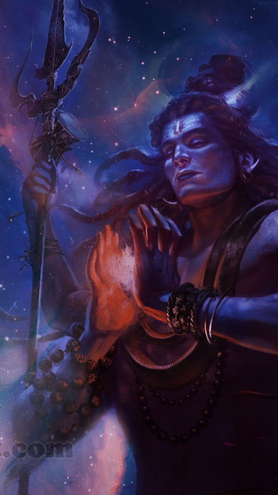 Mahakal Bholenath Divine Portrait With Trishul And Rudraksha Beads HD phone wallpaper