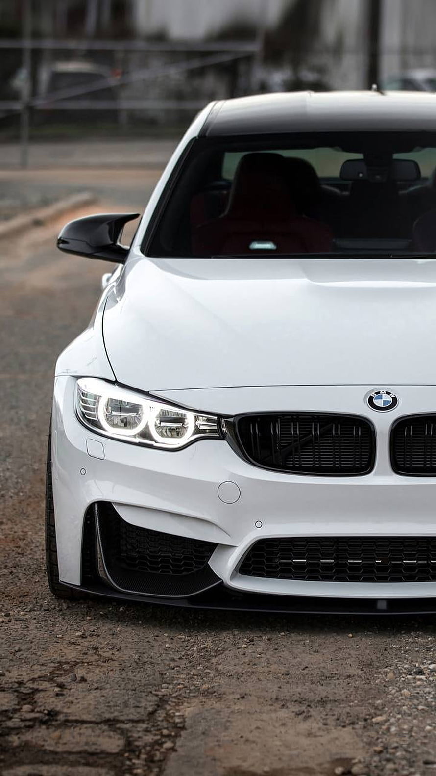 White BMW M3 F80 Front Fascia with Black Grille and LED Headlights HD phone wallpaper