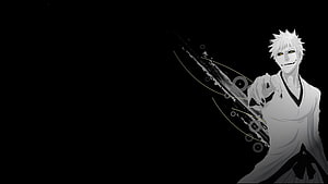 Bleach Hollow Ichigo Monochrome Anime Character Artwork HD wallpaper