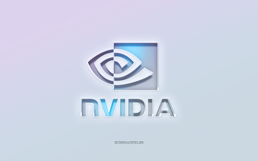 NVIDIA 3D Embossed Logo on Soft Gradient Background HD wallpaper