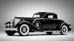 Black Vintage Rolls-Royce Classic Car Side Profile Studio Shot HD wallpaper