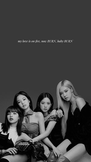 Blackpink Kpop Group Black And White Portrait With Lyric Text HD phone wallpaper