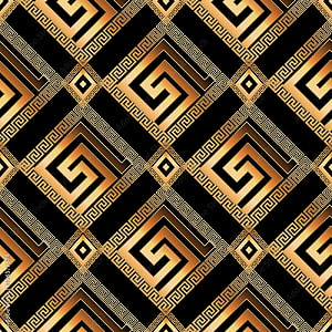 Luxurious Gold Greek Key Geometric Pattern on Black Background HD phone wallpaper
