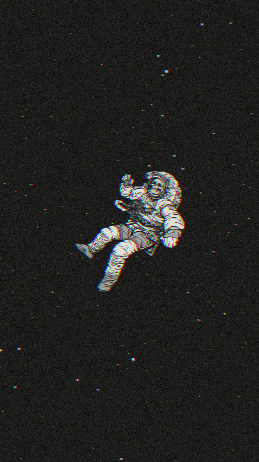 Glitch Art Astronaut Floating in Deep Space with Retro Distortion Effect HD phone wallpaper