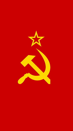Soviet Union Flag with Hammer Sickle and Star on Red Background HD phone wallpaper
