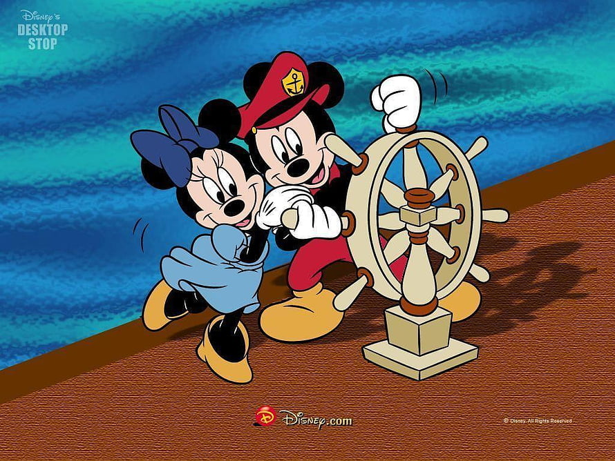 Mickey and Minnie Mouse Steer a Ship's Wheel on a Nautical Adventure HD wallpaper