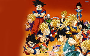 Dragon Ball Z Super Saiyan Ensemble with Goku Vegeta and Friends in Dynamic Action Pose HD wallpaper