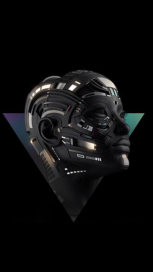 Futuristic Android Head Profile with Glowing Circuitry on Black Background HD phone wallpaper