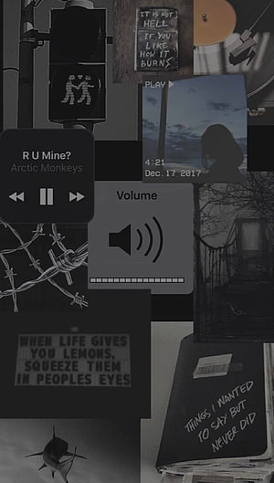 Dark Aesthetic Collage with Music Player, Barbed Wire, and Motivational Quotes HD phone wallpaper
