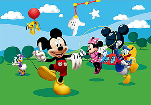 Mickey Mouse Clubhouse Characters Playing Outdoors in a Sunny Green Park HD wallpaper