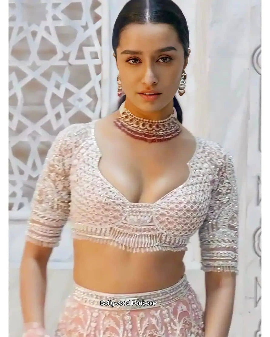 Shraddha Kapoor in Elegant White Embroidered Choli and Traditional Indian Jewelry HD phone wallpaper