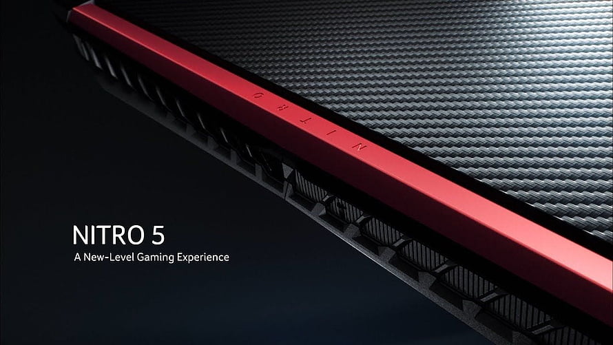 Acer Nitro 5 Gaming Laptop Carbon Fiber Texture with Red Accent Edge HD wallpaper