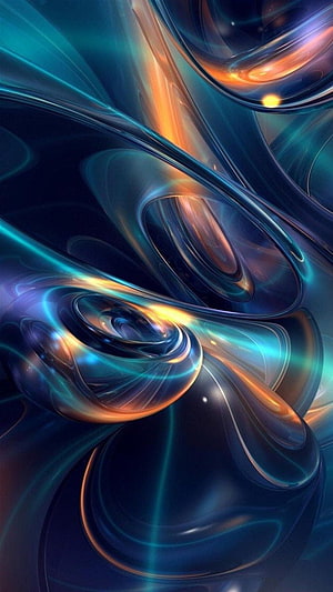 Abstract 3D Vortex Wallpaper With Swirling Teal And Orange Light Trails HD phone wallpaper