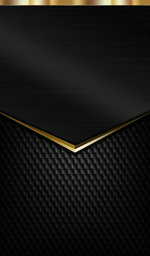 Luxurious Black and Gold Geometric Hexagon Pattern with Brushed Metal Accents HD phone wallpaper