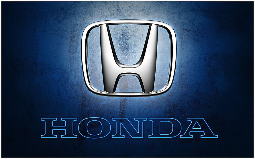 Sleek Honda Emblem on Textured Blue Background with Neon Branding HD wallpaper