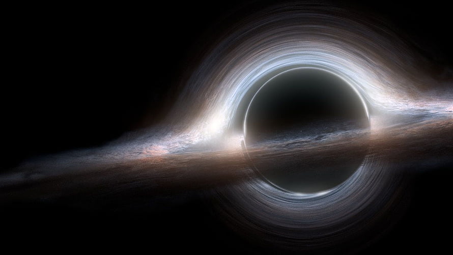 Supermassive Black Hole with Glowing Accretion Disk and Gravitational Lensing in Deep Space HD wallpaper