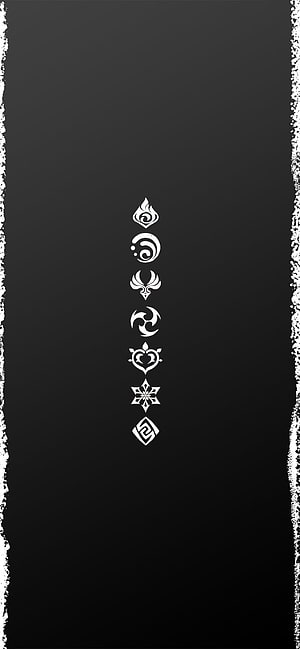 Genshin Impact Seven Element Symbols Minimalist Black Wallpaper HD phone wallpaper