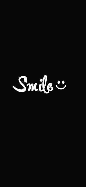 Minimalist White Smile Text and Icon on Pure Black Background HD phone wallpaper
