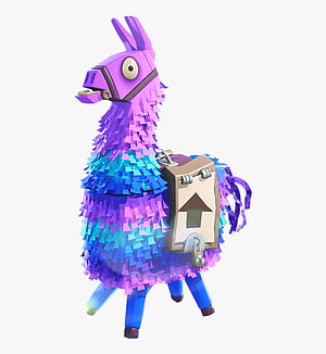 Fortnite Loot Llama Character Render with Treasure Chest and Colorful Fringe HD phone wallpaper